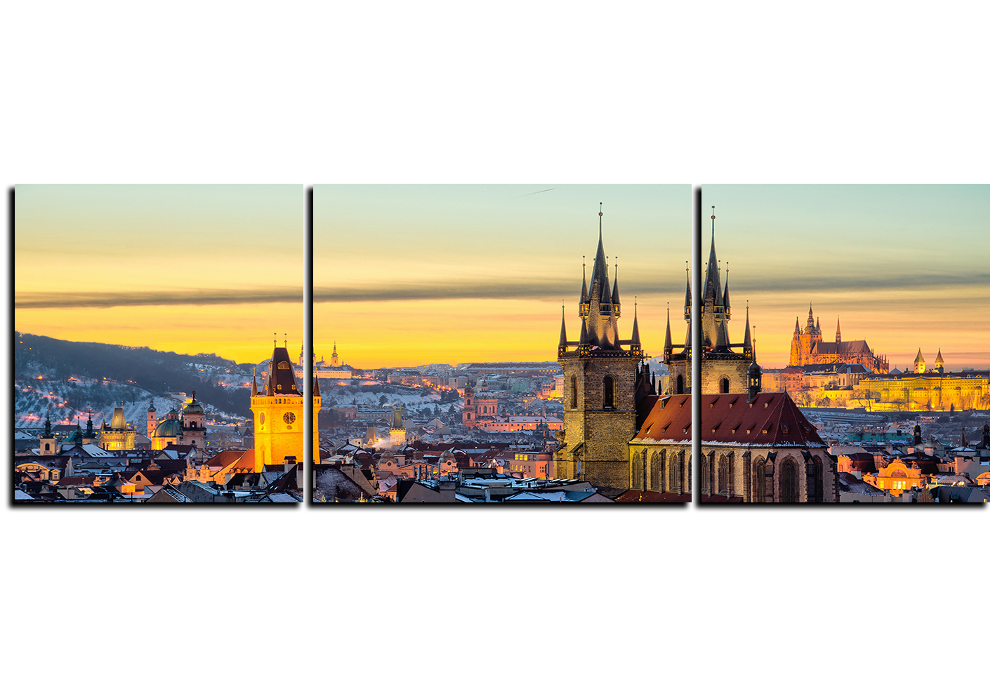 Obraz na plátně - Panoramatický pohled na starú Prahu -panoráma Obraz na plátně - Panoramatický pohled na starú Prahu -panoráma